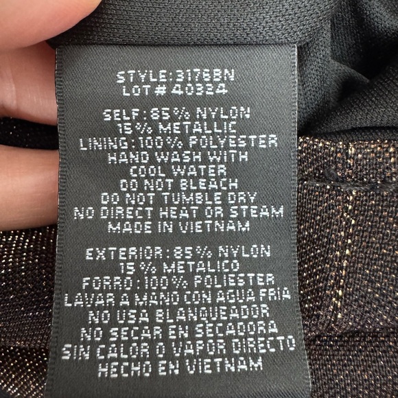 90’s Vintage Blondie nites black and bronze . Mini Dress with Lace Details - Picture 7 of 10